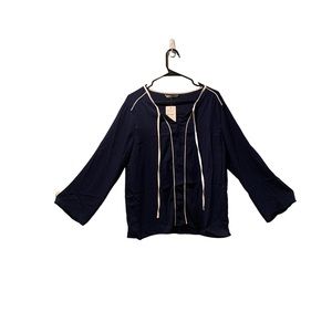 Soteer Long Sleeve Chiffon Blouse Loose Fit Keyhole Work Top